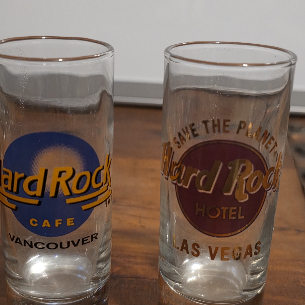 Hard Rock Cafe Shot Glass Set - Vancouver & Las Vegas